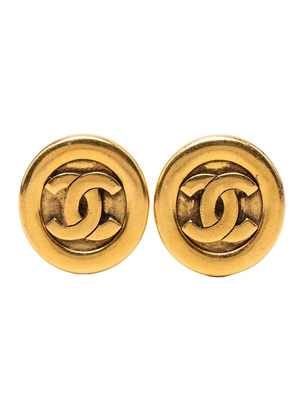 Chanel Cc Logo Round Clip-On Earrings #347172C61B